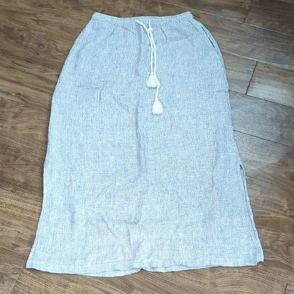100% Linen Maxi Skirt - Picture 1 of 8